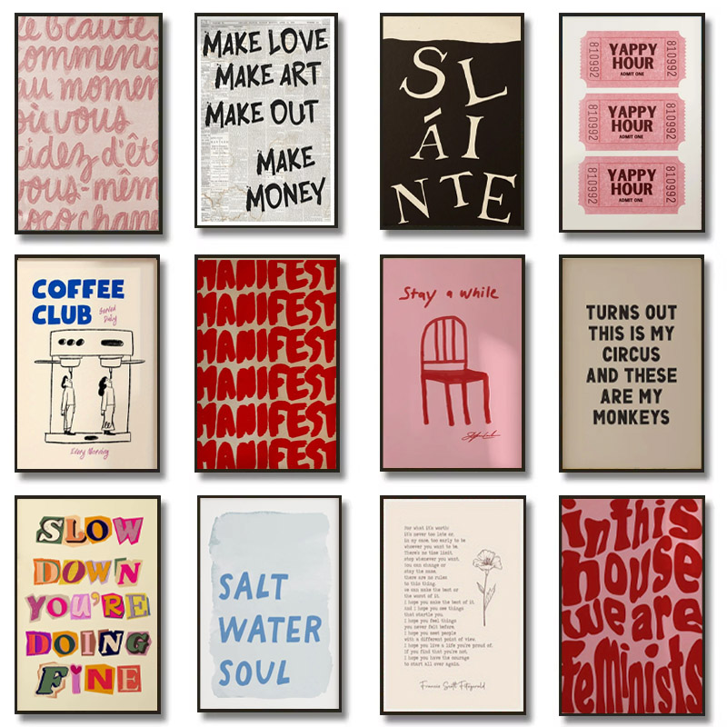 Resin Art Home Decor - Простой модный постер с текстовым принтом,