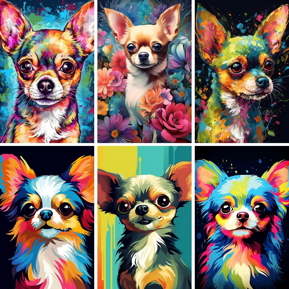 Resin Art Wallpaper - Алмазная живопись 5D чихуахуа, «сделай сам»,