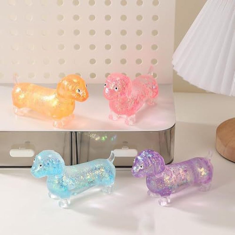 Resin Art Glitter - Блестящий сенсорный антистресс-гаджет в виде таксы: