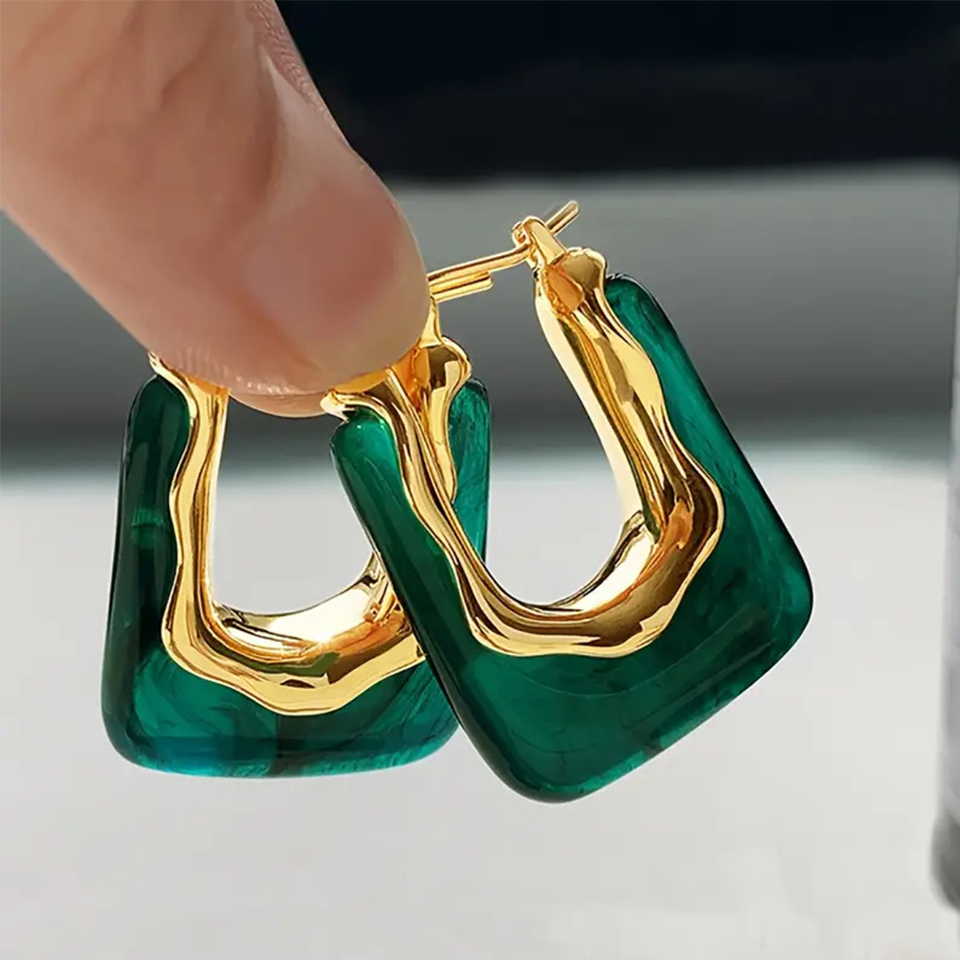 Серьги-кольца U-образной формы – обзор и цена Resin Art Ring